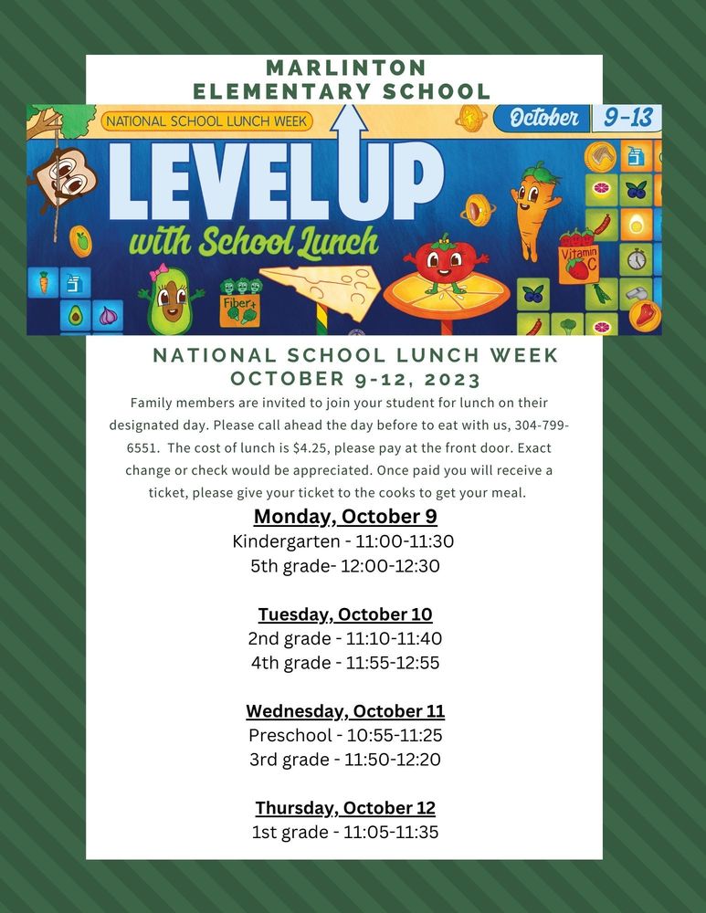 MES National School Lunch Week 2023 Marlinton Elementary School