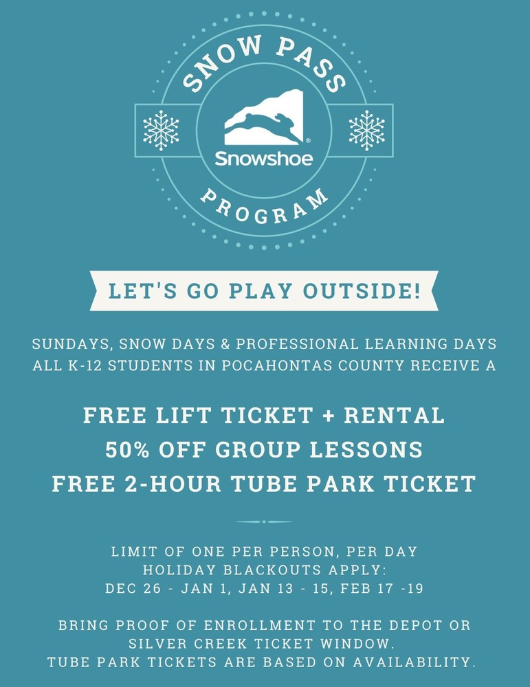 Snowshoe Snow Pass Program for Students Hillsboro Elementary School