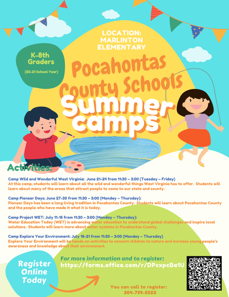 Explanation of Summer Camps with Pocahontas County Schools